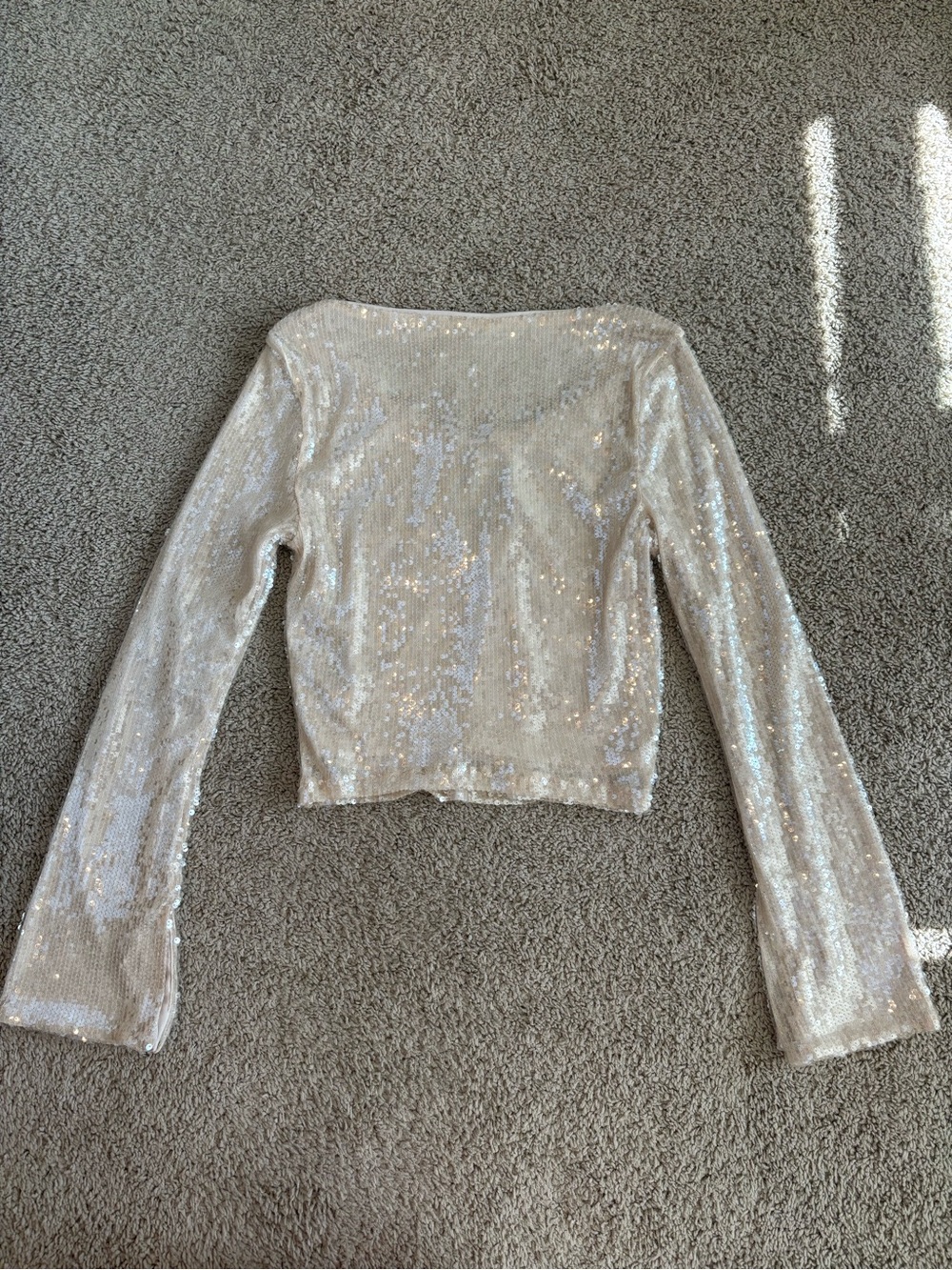 wild fable Champagne Sequin Scoop-Neck Crop Top - Picture 3 of 3